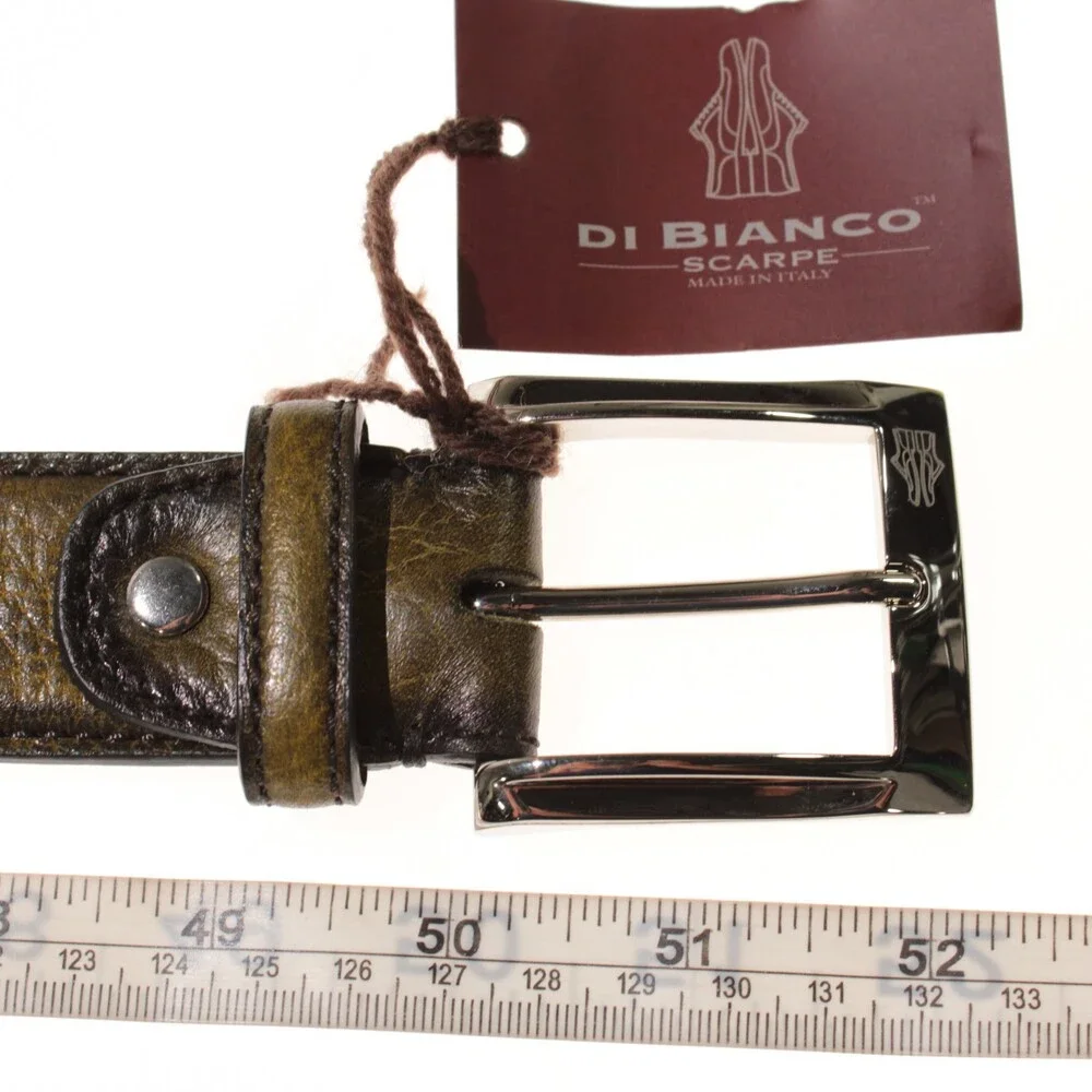 Di Bianco NWT Cut to Size Dress Belt In Green Pebbled Leather One Size